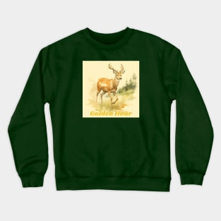 Golden Hour Serenity: Majestic Deer (Gold Edition) Crewneck Sweatshirt